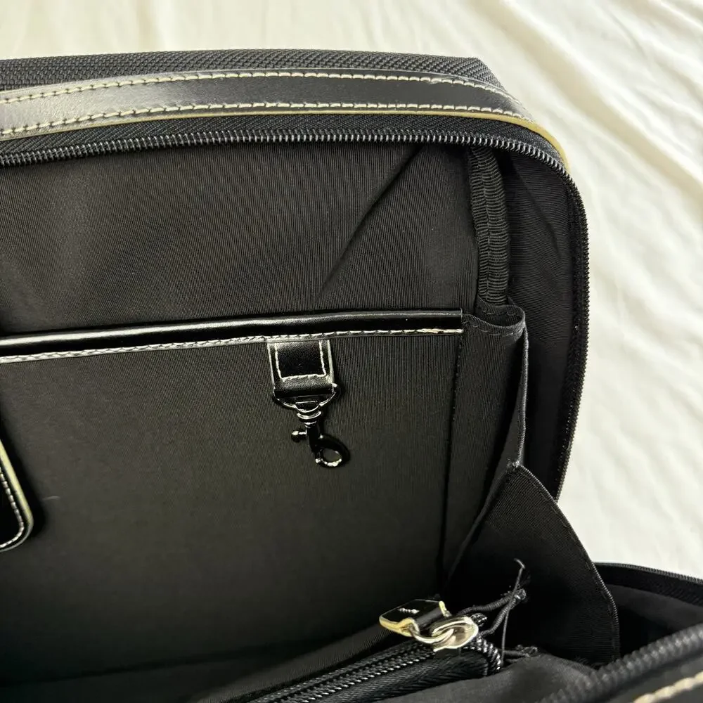 NWOT Jack Georges Italian Leather 3 Way Tote Bag Travel Carry On Black‎ Business